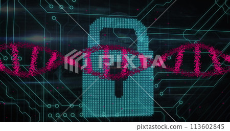 Image of medical data processing over dark background Image of medical data processing over dark background 113602845