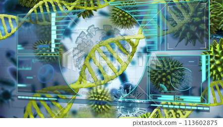 Image of medical data processing over server room 113602875