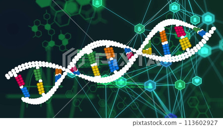 Image of medical data processing over dark background Image of medical data processing over dark background 113602927