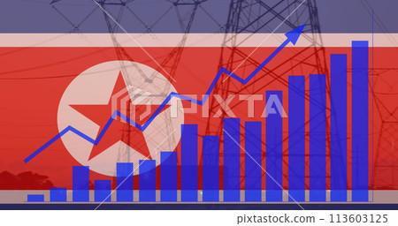 Image of statistics and data processing over flag of north korea 113603125