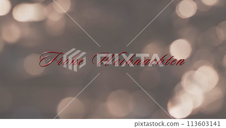 Image of frohe weihnachten text over pink spots of light background 113603141
