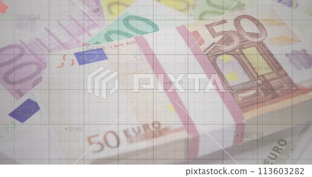 Euro currency notes are overlaid on financial charts, indicating economic analysis Euro currency notes are overlaid on financial charts, indicating economic analysis 113603282