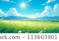 Sun and mountains hidden by clouds 113603901