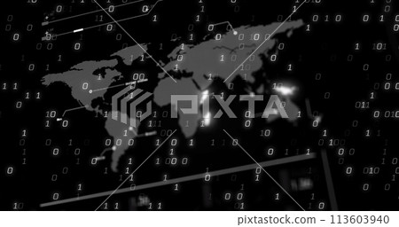 Image of data processing on black background 113603940