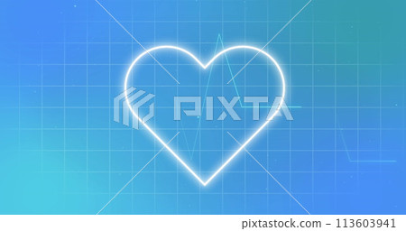 Image of cardiograph with heart on blue background Image of cardiograph with heart on blue background 113603941