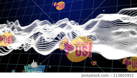 Image of waves over navy background 113603952