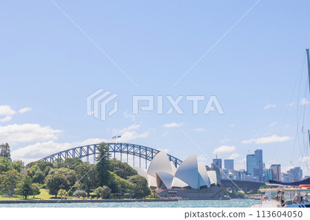 View of the Sydney Opera House and Harbour Bridge from the sea View of the Sydney Opera House and Harbour Bridge from the sea 113604050