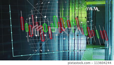 Image of graphs and globe over servers 113604244