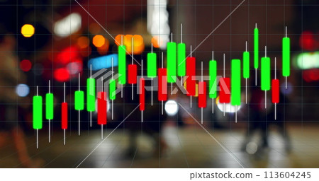 Image of graphs over blurred road traffic 113604245