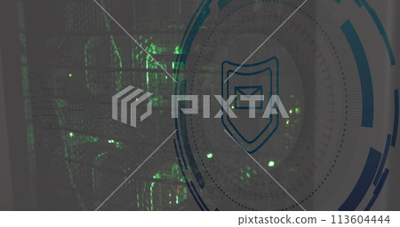 Image of data processing over server room Image of data processing over server room 113604444