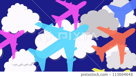 Image of colorful planes over clouds 113604648