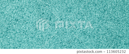 Texture of light turquoise fluffy textile background from fleecy material, macro. Structure of cerulean fabric 113605232