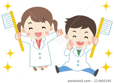 Illustration of kids jumping with toothbrushes Illustration of kids jumping with toothbrushes 113605295