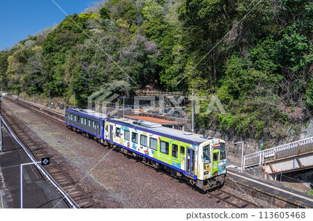 停在京都府南山城村關西線大河原站的柴油車 停在京都府南山城村關西線大河原站的柴油車 113605468