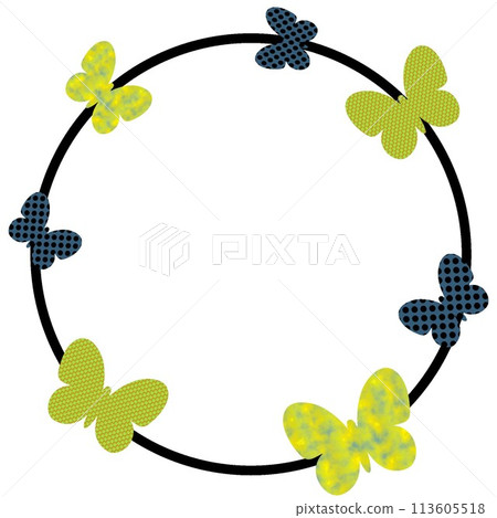 Circular frame with flying butterflies 113605518