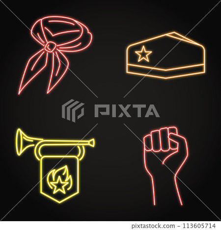 USSR symbols neon icon set USSR symbols neon icon set 113605714
