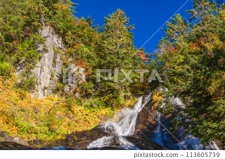 (Nagano Prefecture) Sanbontaki Falls at Norikura Highlands where autumn leaves begin to fall (Nagano Prefecture) Sanbontaki Falls at Norikura Highlands where autumn leaves begin to fall 113605739