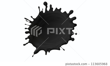 Black paint splash of liquid ink drop vector icon 113605968