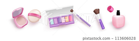 3d beauty and cosmetic makeup product vector icon 113606028