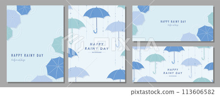 雨季雨傘雨天材料集框架背景向量圖簡單 113606582