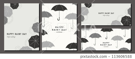 Rainy season umbrella RAINY DAY material set frame background vector illustration simple 113606588