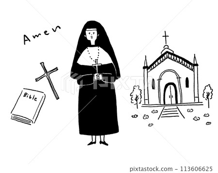 Church, Sister, Cross and Bible 113606625