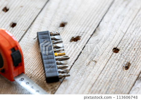 Measuring Tape Tool and screwdriver bits set 113606748