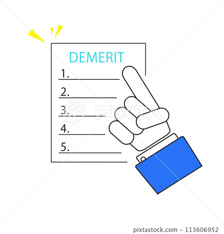 Hands of a businessman explaining the disadvantages 113606952