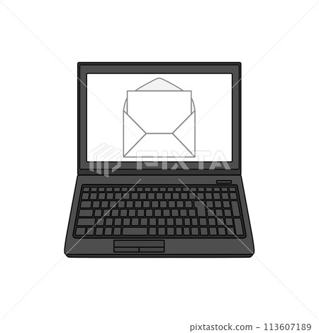 Front view of a black laptop (email confirmation screen) Front view of a black laptop (email confirmation screen) 113607189