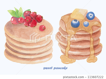 Cute Watercolor Pancake Clip Art - Download Breakfast Illustration 113607222