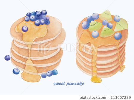 Cute Watercolor Pancake Clip Art - Download Breakfast Illustration Cute Watercolor Pancake Clip Art - Download Breakfast Illustration 113607229