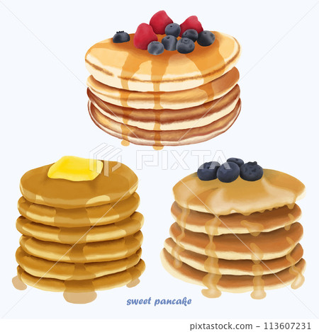 Cute Watercolor Pancake Clip Art - Download Breakfast Illustration Cute Watercolor Pancake Clip Art - Download Breakfast Illustration 113607231