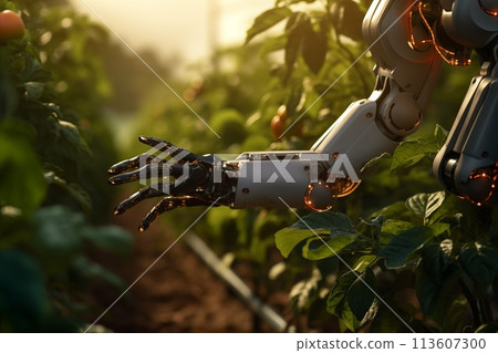 robotic arm technology in plants farm by Generative AI 113607300