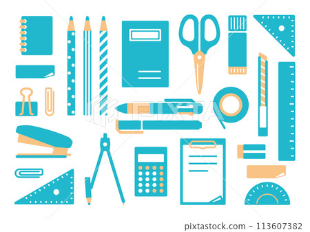 Vector illustration set of various stationery Vector illustration set of various stationery 113607382