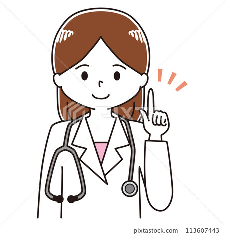 Illustration of a female doctor pointing Illustration of a female doctor pointing 113607443