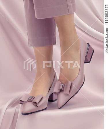 Elegant product photo for women shoes. spring fashion, soft pink pastel color Elegant product photo for women shoes. spring fashion, soft pink pastel color 113608275