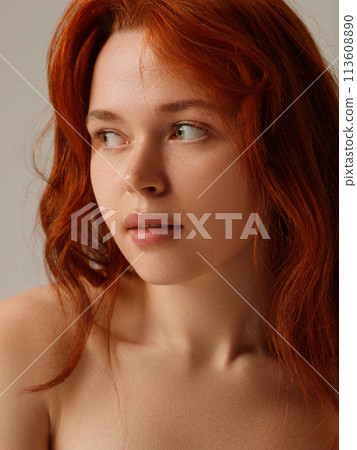 Beauty face . Beautiful face with freckles Beauty face . Beautiful face with freckles 113608890