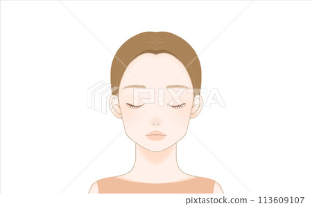 Face of a woman in her 30s with closed eyes (yellow skin tone) Face of a woman in her 30s with closed eyes (yellow skin tone) 113609107