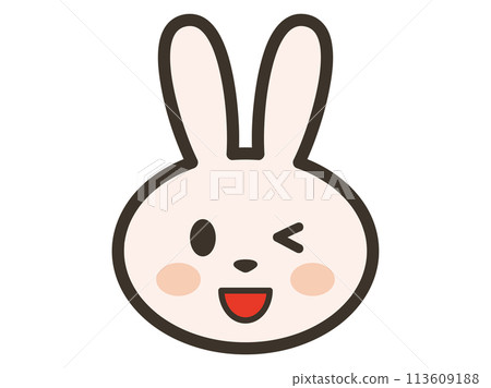 兔子的臉微笑和眨眼的插圖 113609188