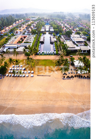 Aerial view of Khao Lak beach in Phang Nga, Thailand 113609193