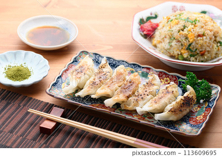 gyoza and fried rice gyoza and fried rice 113609695