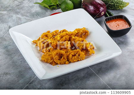 Golden fried squid crispy tempura Golden fried squid crispy tempura 113609905