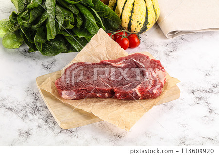 Raw rib eye beef premium steak 113609920