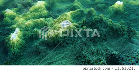 Abstract green cubic landscape technology background. Eco concept background Abstract green cubic landscape technology background. Eco concept background 113610213