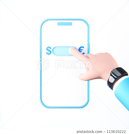 3d concept background with hand using smartphone. 113610222