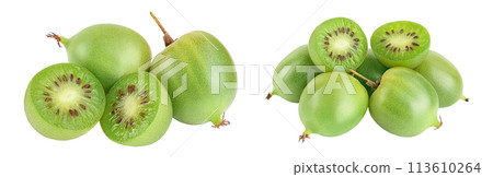mini kiwi baby fruit or actinidia arguta isolated on white background with full depth of field. 113610264
