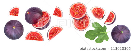 fig fruits isolated on white background . Top view. Flat lay 113610305