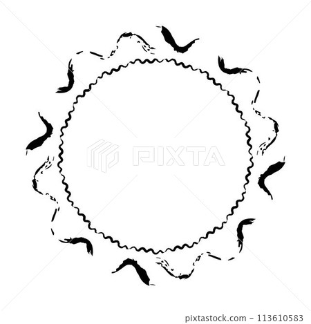Abstract circle round grunge border frame ring for decoration ornament in vector illustration 113610583