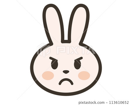 Angry rabbit face illustration 113610652