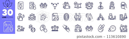 Money profit, Influence and Air conditioning line icons pack. Eye drops, Hiring employees, Online access web icon. Yoga, People chatting, Teamwork pictogram. Genders, Fraud, Friends couple. Vector Money profit, Influence and Air conditioning line icons pack. Eye drops, Hiring employees, Online access web icon. Yoga, People chatting, Teamwork pictogram. Genders, Fraud, Friends couple. Vector 113610890